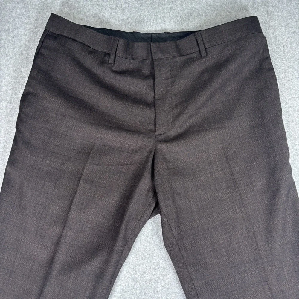 Banana Republic Dress Pants Mens 36x30 Brown Wool Blend Classic Fit Plaid